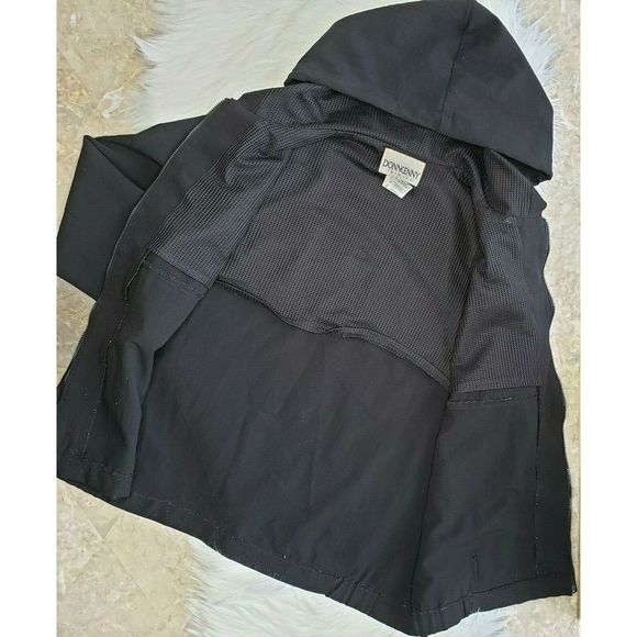 VTG DONNKENNY Lightweight Hooded Jacket Black Sz S - Picture 3 of 7